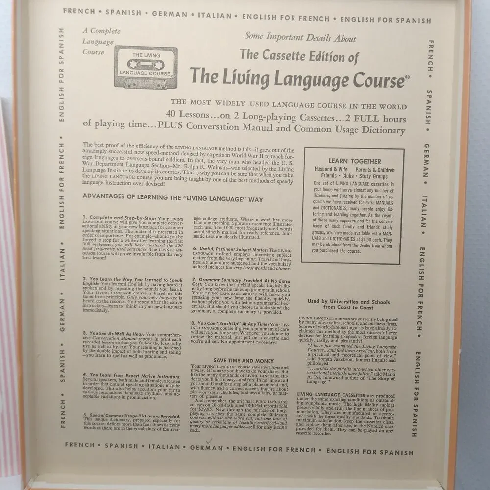 Living Language Living German Complete Cassette Edition Course Book Vintage Set